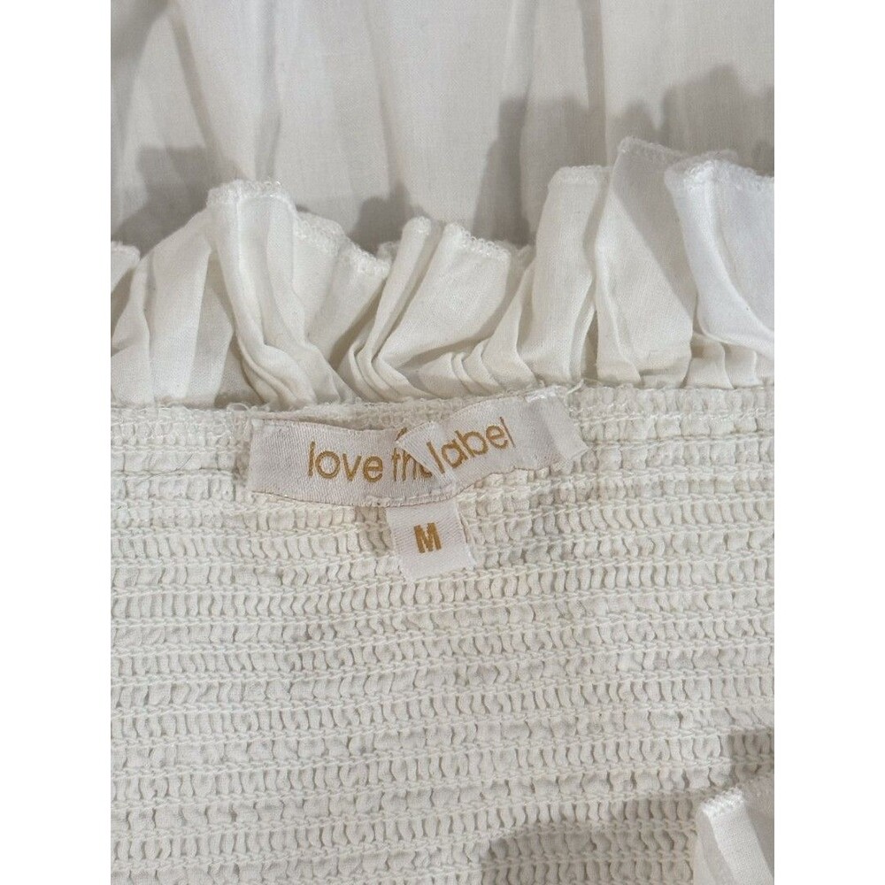 Love The Label Womens White Rosalie Mini Off The Shoulder Tiered Smocked Medium - Picture 4 of 12